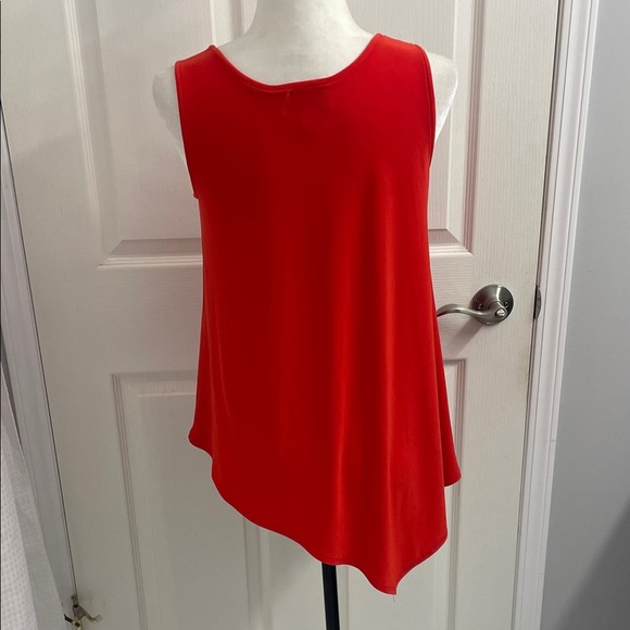 Joseph Ribkoff Vibrant Red Sleeveless Tank Tunic Top Asymmetrical hemline Sz 4 - Picture 2 of 9